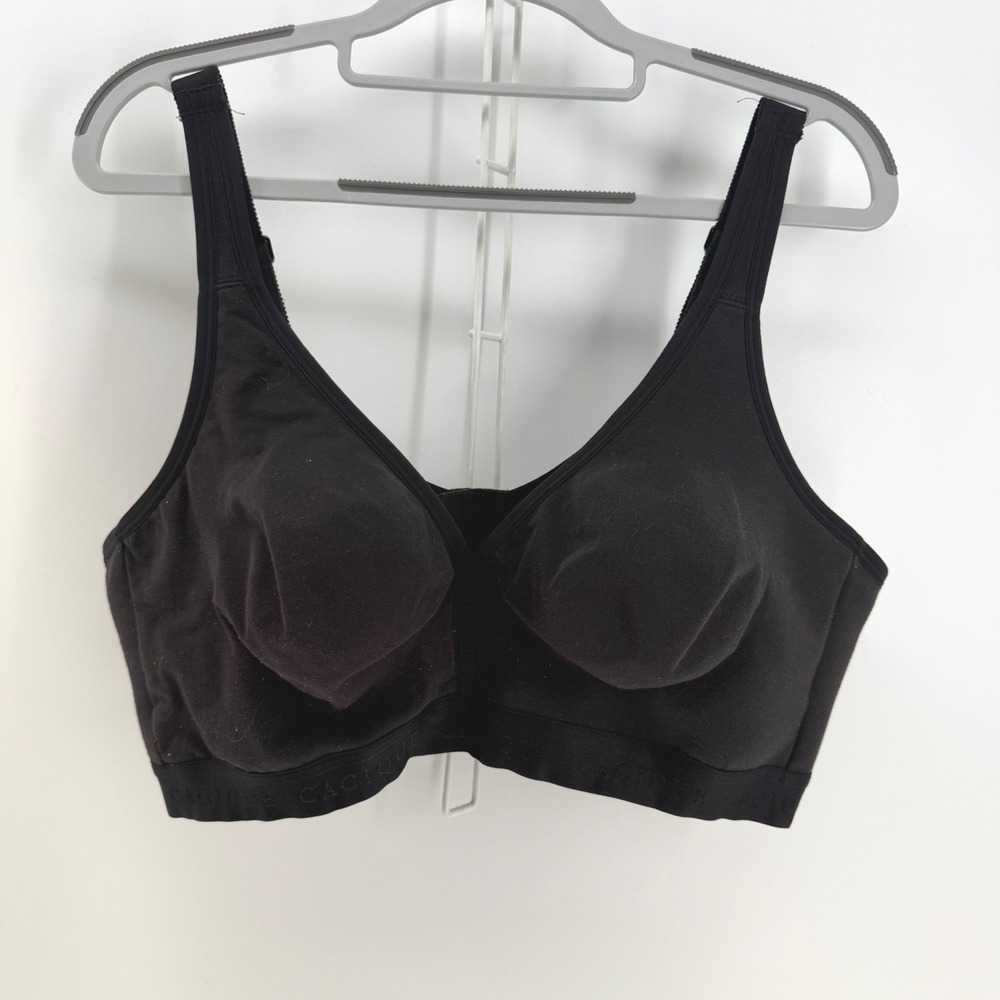 Cacique Wireless Bra Womens 44D Black Cotton Blend Full Coverage Comfort Basic‎